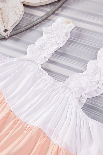 Multicolor Frill Tiered Colorblock A-line Sundress