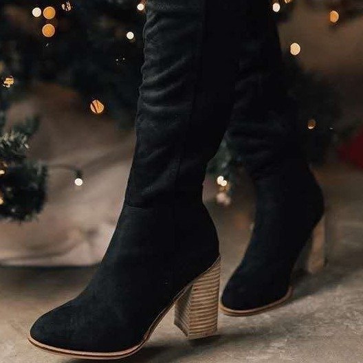 New Chunky-heel High-heeled Thigh-high Boots With A Side Zipper For Petite Women