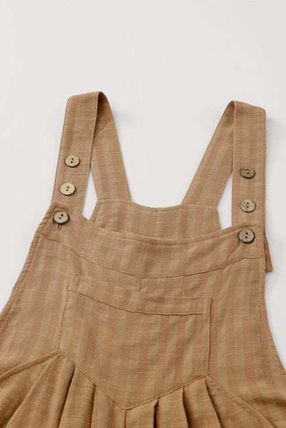 Chicory Coffee Striped Pleated Wide Leg Pocketed Jumpsuit