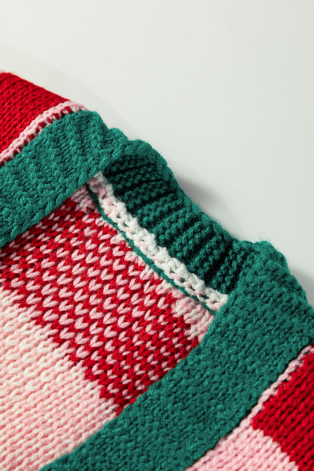 Pink Plaid Knit Bow Knot Decor Open Front Sweater Cardigan