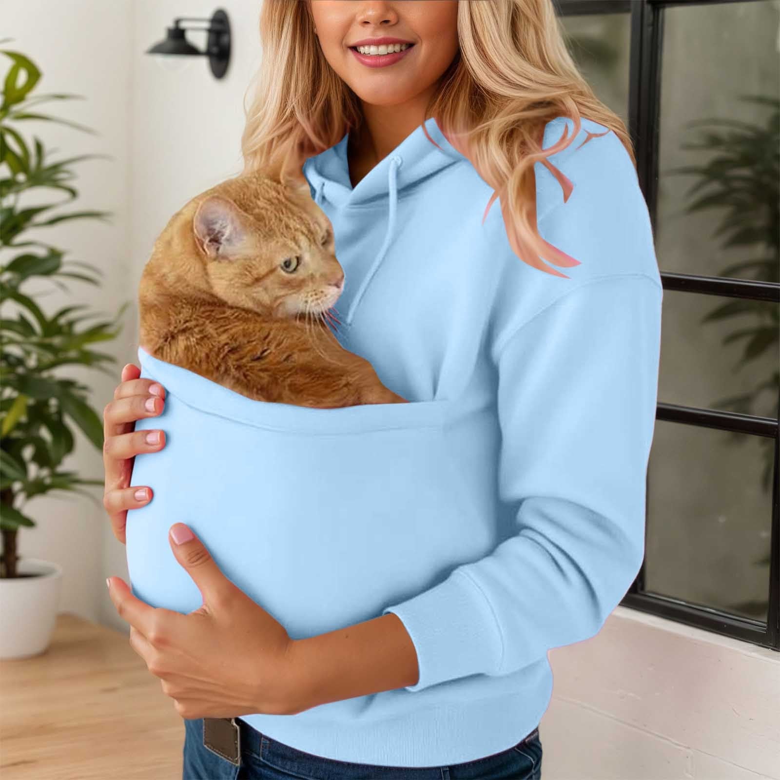Women's Hooded Pocket Pet Shirt Sweatshirt