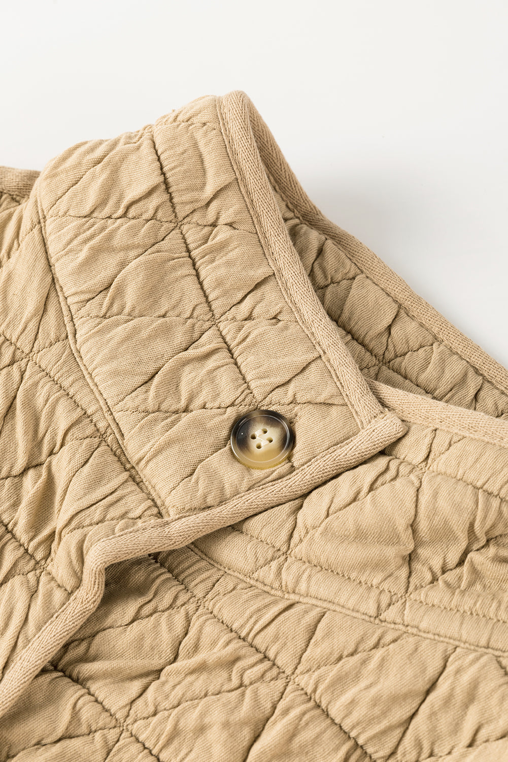 Light Grey Drop Shoulder Quilted Patchwork Kangaroo Pocket Hoodie