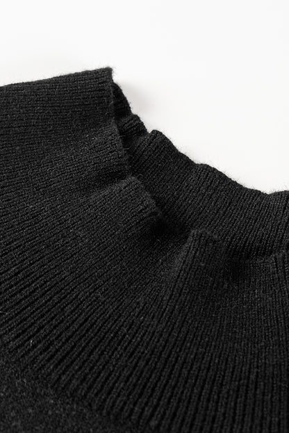 Blackish Green Patch Pocket Ribbed Knit Short Sleeve Sweater