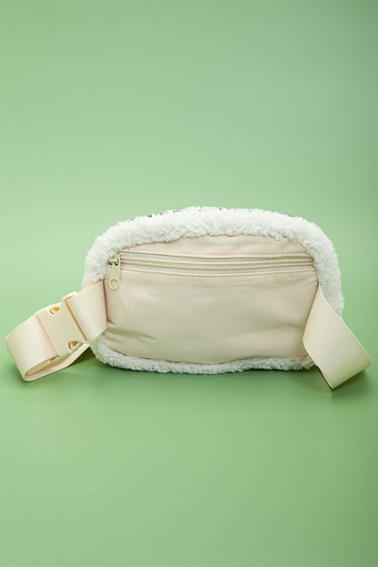 Black Sherpa Adjustable Strap Crossbody Bag