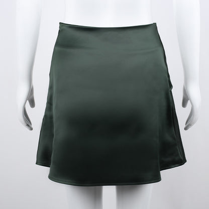 European Women's Clothing Pure Color Tied High Waist Slit Irregular Skirt