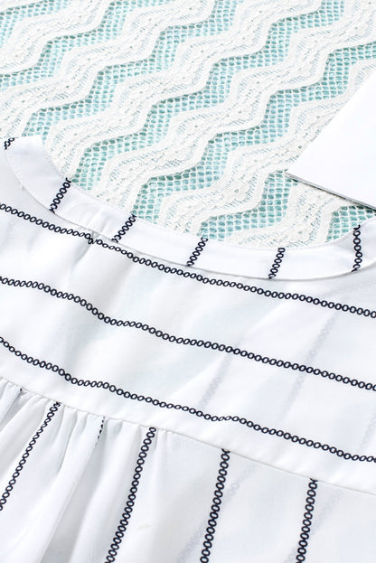 Multicolor Striped V Neck Pocket Long Sleeve Top