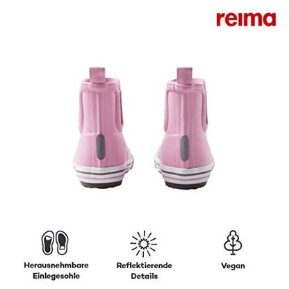 Reima Ankles Waterproof Low Cut Rain Boots Outdoor Rubber Boot for Kids, Light Pink, 12/12.5 Little Kid