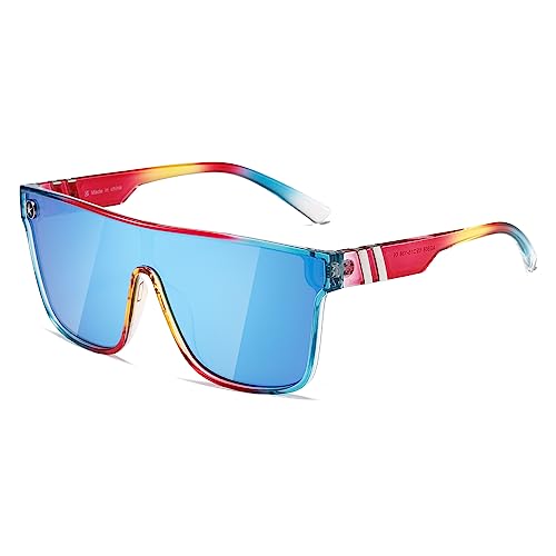 TIANYESY Retro Square Sunglasses for Women Men Trendy Vintage Woman Shades Lightweight UV400 Protection Sun Glasses Y2K (Colorful Frame - Ice Blue)