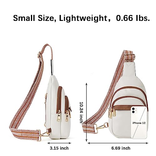BOSTANTEN Small Sling Bag for Women Leather Crossbody Bags Fanny Pack Chest Bag for Travel, Beige