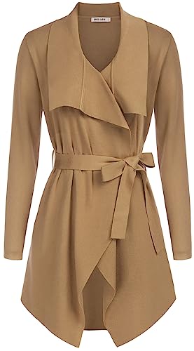 GRACE KARIN Yellow Cardigan for Women Trendy Open Front Long Sleeve Sweaters Draped Irregular Hem Outwear