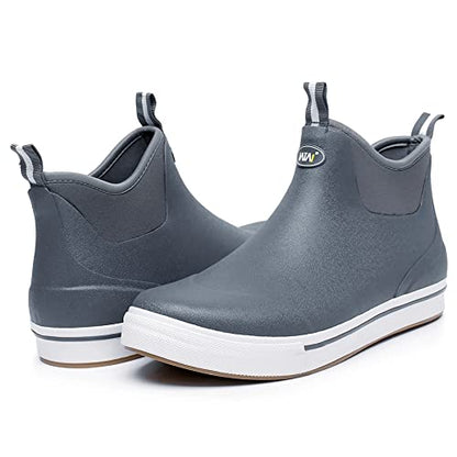 WTW Unisex Rain Boots for Men and Women, Waterproof Rubber Fishing Deck Boots Neoprene Boots Slip on Ankle Garden Shoes