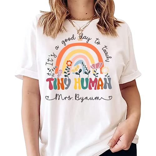 LOVELY POD Personalized Teacher Shirts, Custom Teacher T-Shirt for Women, Preschool Kindergarten Teacher Clothes, Back to School Tee, Cute Teacher Gifts, Teacher Appreciation Gifts - Teacher 35