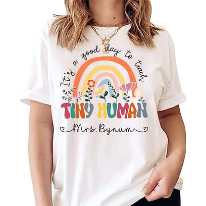 LOVELY POD Personalized Teacher Shirts, Custom Teacher T-Shirt for Women, Preschool Kindergarten Teacher Clothes, Back to School Tee, Cute Teacher Gifts, Teacher Appreciation Gifts - Teacher 35