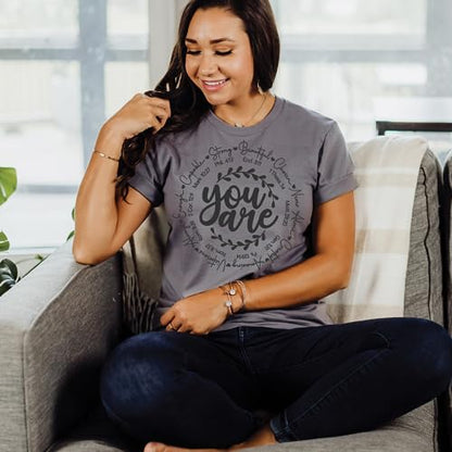 Love in Faith | You are | Graphic Print Christian Shirts | Faith-Based Apparel | Unisex (US, Alpha, 3X-Large, Regular, Regular, Heather Storm)