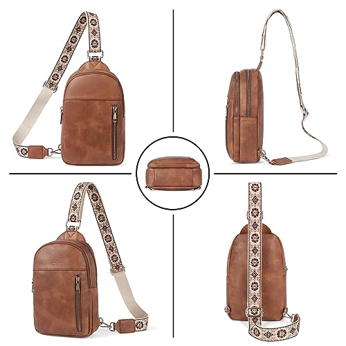CLUCI Sling Bag for Women Crossbody Purse, Large Cross Body Bag Women Trendy Chest Bag, Leather Fanny Packs