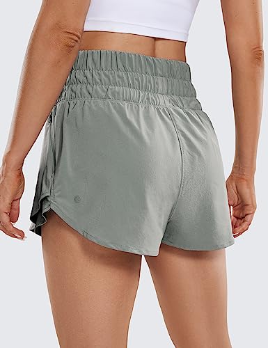 CRZ YOGA Women's High Waisted Flowy Athletic Shorts Ruffle Skirt Wrap Front Liner Workout Running Shorts with Zip Pocket Sterling Small