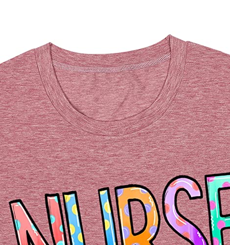 School Nurse Shirt Women Nursing Student T-Shirt Nurse Gift Casual Short Sleeve Inspirational Tee Tops(Pink,Small)