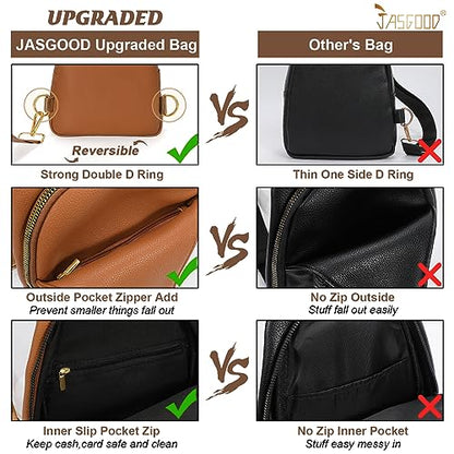 JASGOOD Women Fanny Pack Crossbody Bags PU Leather Sling Bag Trendy Chest Bag for Women Travel,Dark Brown