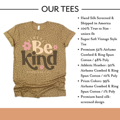 Love in Faith | Always Be Kind Short Sleeve | Graphic Print Christian Shirts | Faith-Based Apparel | Unisex (US, Alpha, X-Large, Regular, Regular, Brown Leopard)