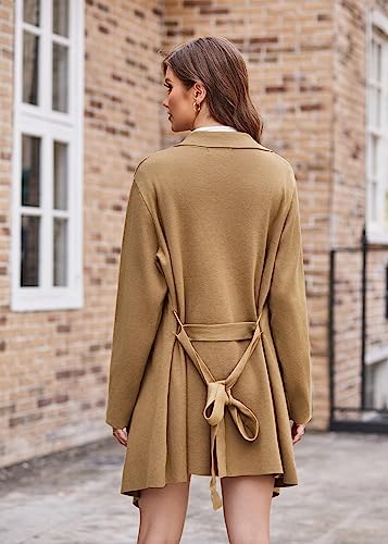 GRACE KARIN Yellow Cardigan for Women Trendy Open Front Long Sleeve Sweaters Draped Irregular Hem Outwear