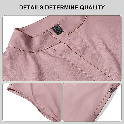 Scrubs for Women Set Top & Jogger Scrubs for Women Suit with Zipper Pocket Medium Uniform (Pink,S,Small)