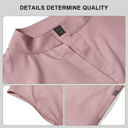 Scrubs for Women Set Top & Jogger Scrubs for Women Suit with Zipper Pocket Medium Uniform (Pink,S,Small)
