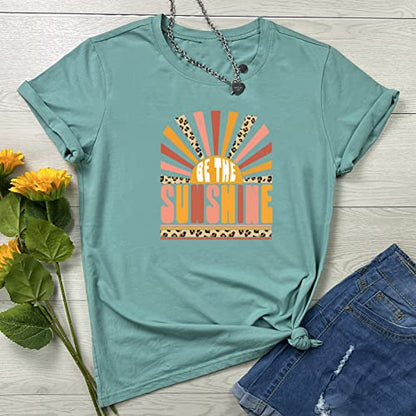 YITAN Women Graphic Tshirts Cute Tees Summer Casual Tops Light Green Small