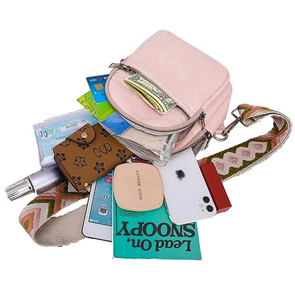 Valleycomfy Sling Bag for Women Men Crossbody Chest Bag Fanny Packs Adjustable Strap for Travel and Daily Use, Pink