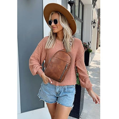 CLUCI Sling Bag for Women Crossbody Purse, Large Cross Body Bag Women Trendy Chest Bag, Leather Fanny Packs