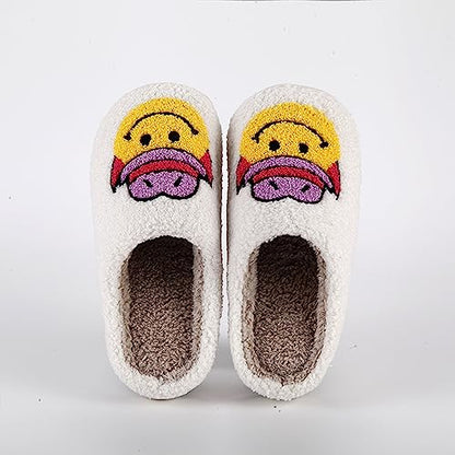 CATLJXL Cowboy Boot Slippers for Women Disco Cowgirl Hat Slippers for Women Preppy Cowboy Smile Face Slippers Memory Foam Smiley Hat 4142