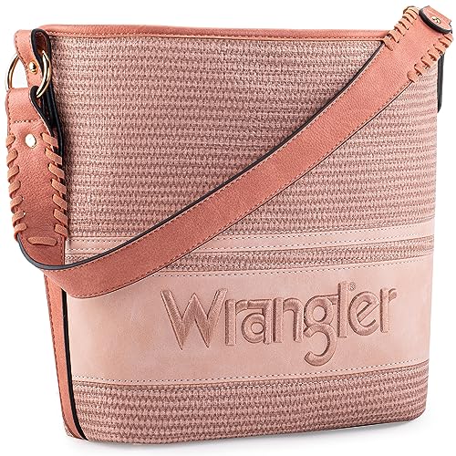 Wrangler Bucket Handbag for Women Weave Hobo Bag Western Shoulder Purse Basket Tote Medium WG79-G918PK