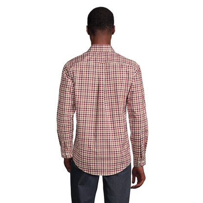 Lands' End Mens Traditional Fit No Iron Twill Shirt Fresh Cranberries Multi Check Regular Small