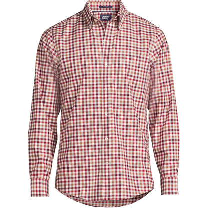 Lands' End Mens Traditional Fit No Iron Twill Shirt Fresh Cranberries Multi Check Regular Small